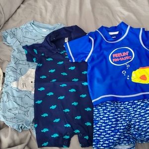 Baby Boy Beach and Romper bundle 9 month Carters